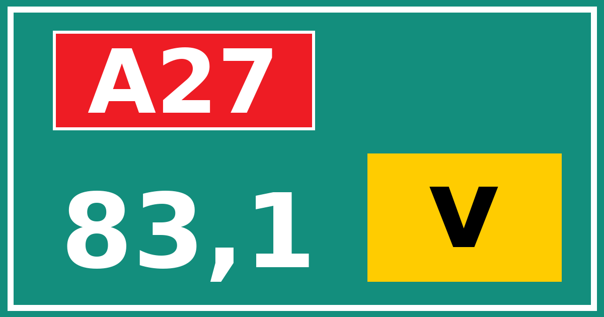 Hectometerbord A27 83,1 letter v