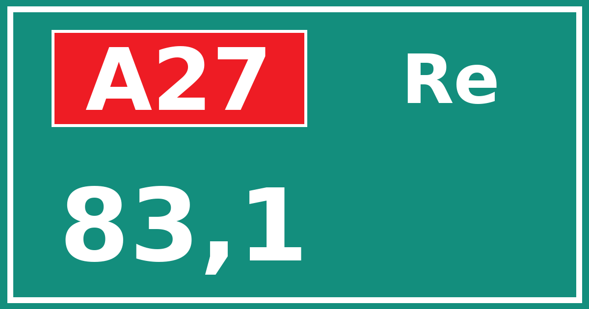 Hectometerbord A27 83,1 zijde Re