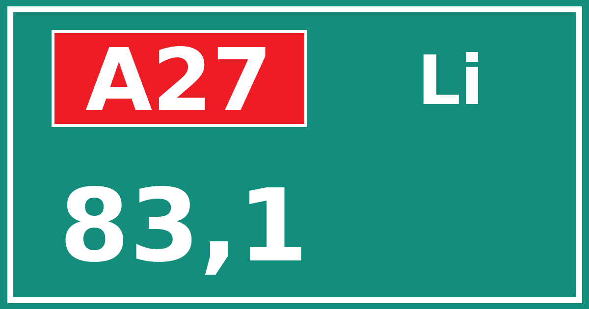 Hectometerbord A27 83,1 zijde Li