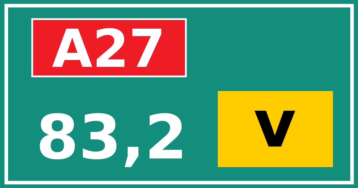 Hectometerbord A27 83,2 letter v