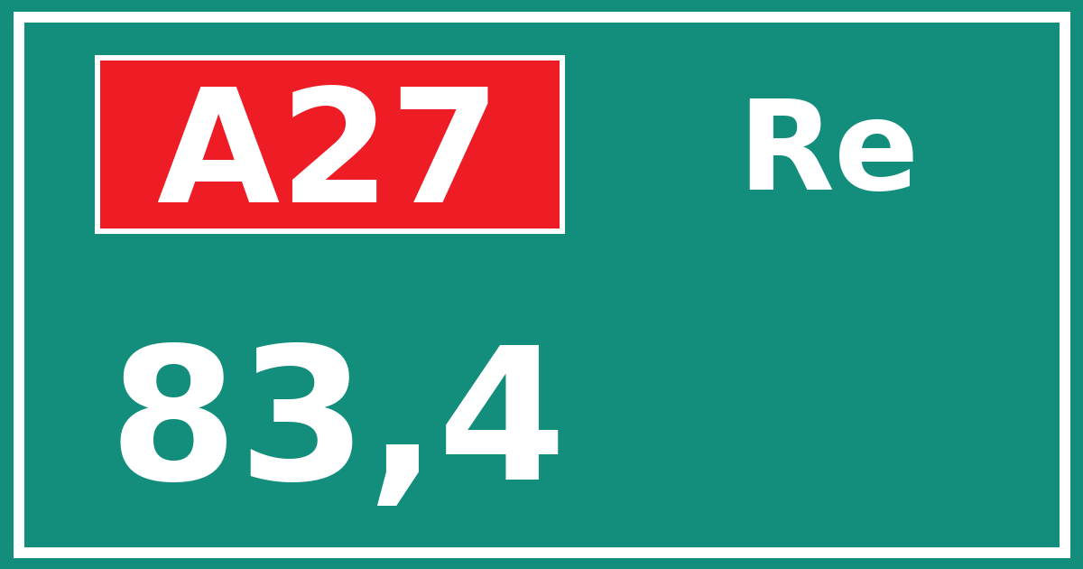 Hectometerbord A27 83,4 zijde Re
