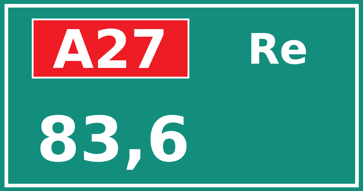 Hectometerbord A27 83,6 zijde Re