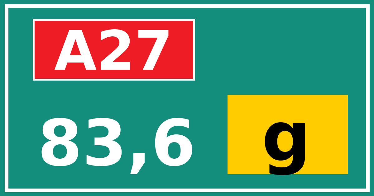 Hectometerbord A27 83,6 letter g