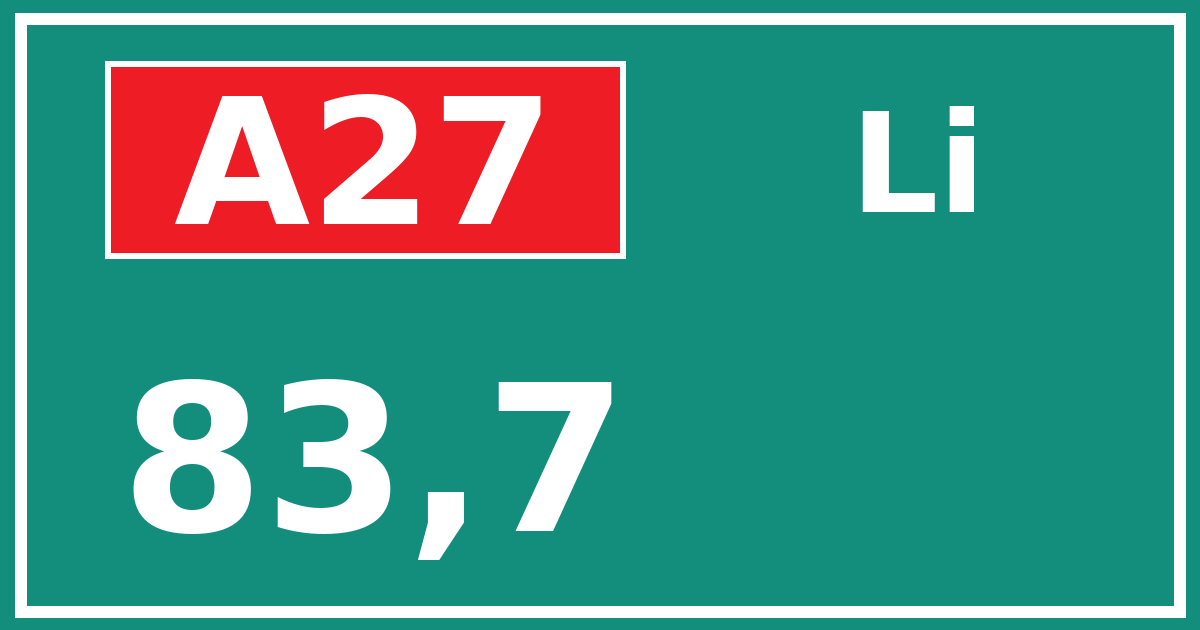 Hectometerbord A27 83,7 zijde Li