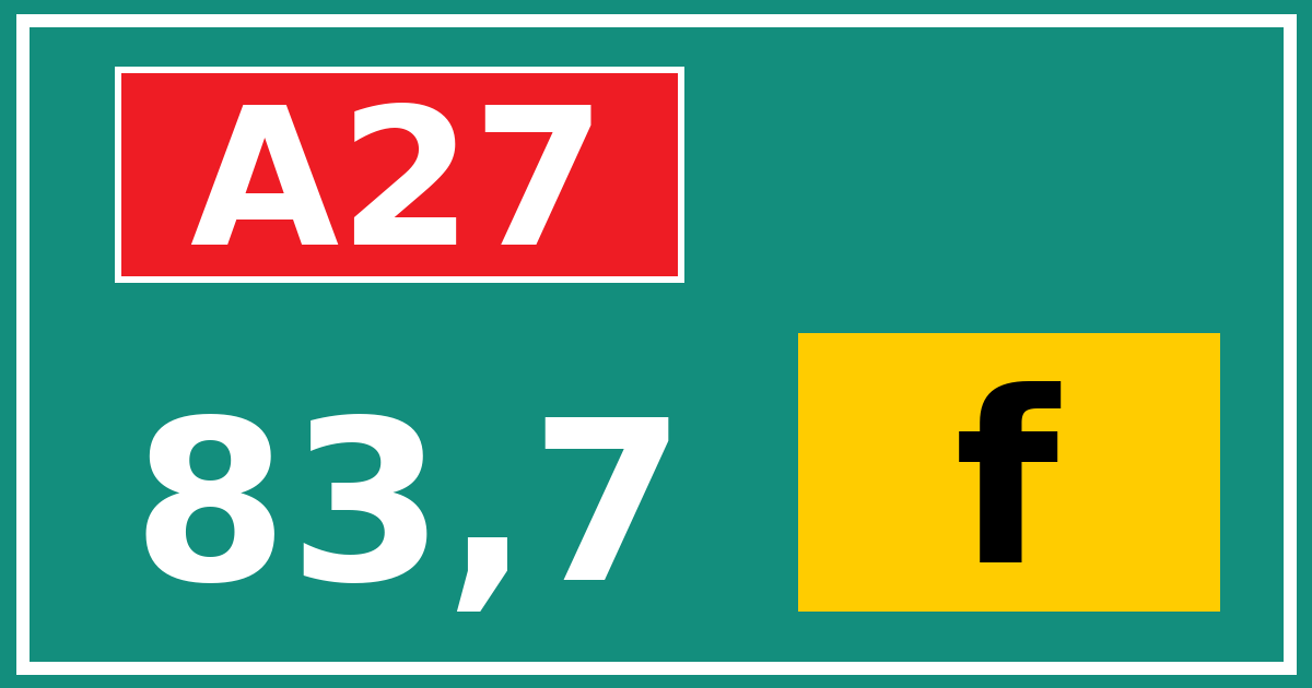 Hectometerbord A27 83,7 letter f