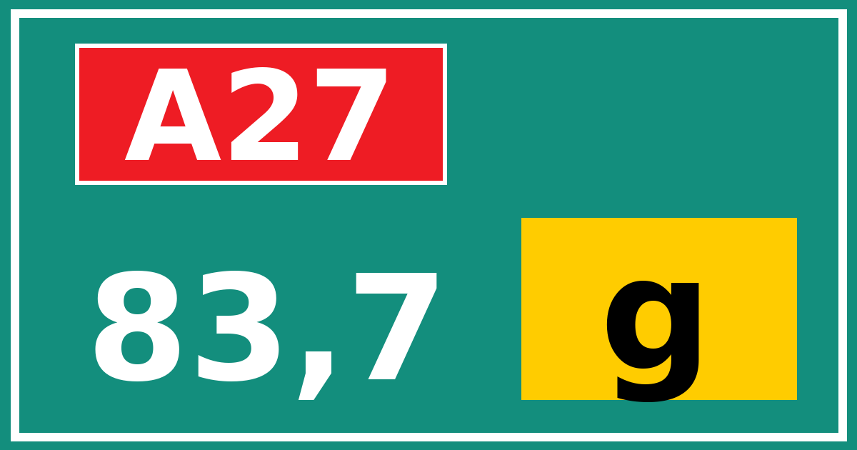 Hectometerbord A27 83,7 letter g