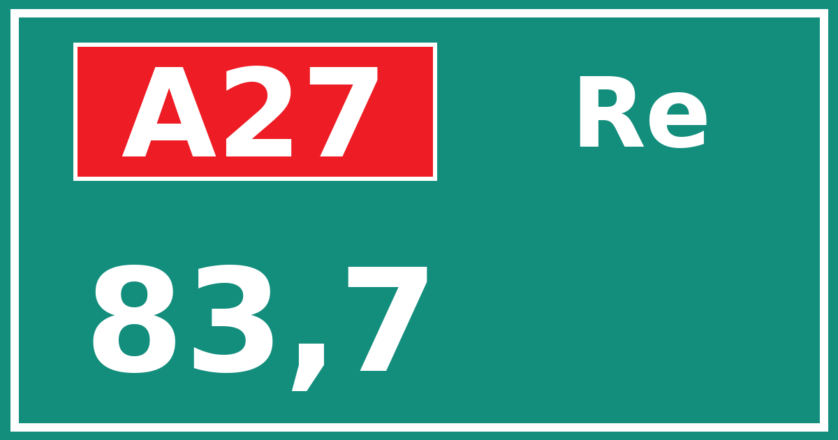 Hectometerbord A27 83,7 zijde Re