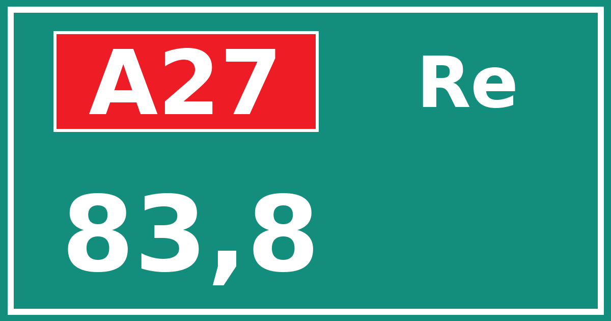 Hectometerbord A27 83,8 zijde Re