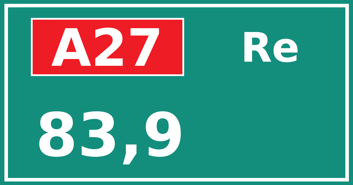 Hectometerbord A27 83,9 zijde Re