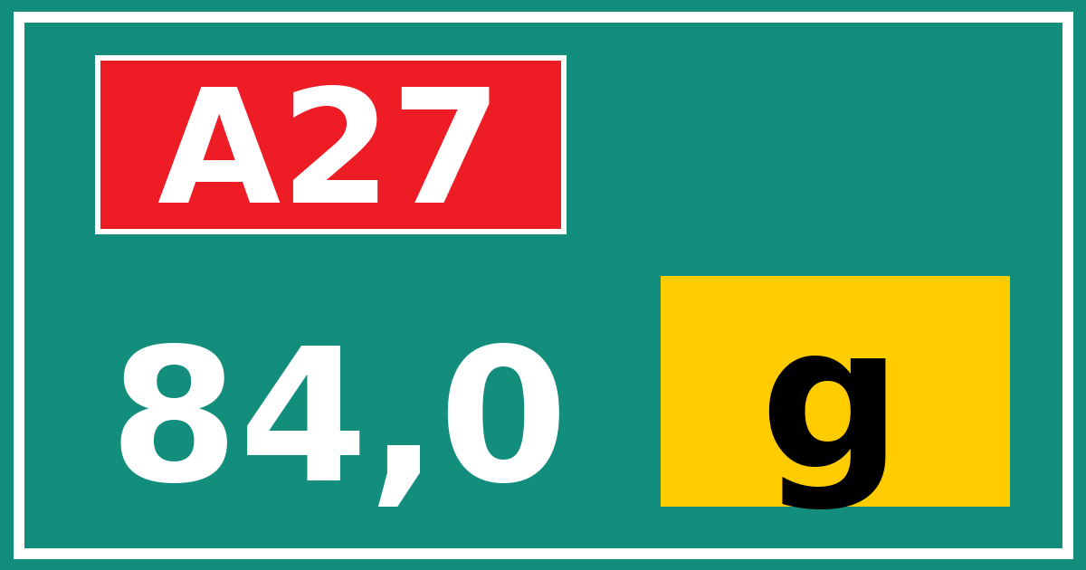 Hectometerbord A27 84,0 letter g