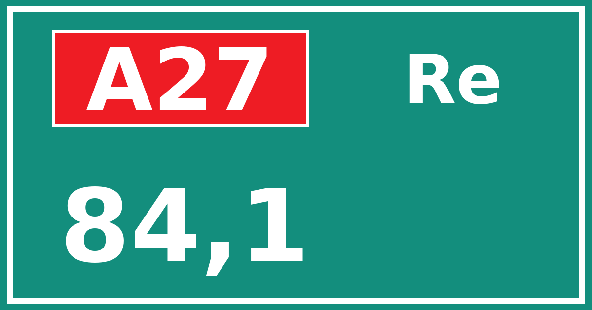 Hectometerbord A27 84,1 zijde Re