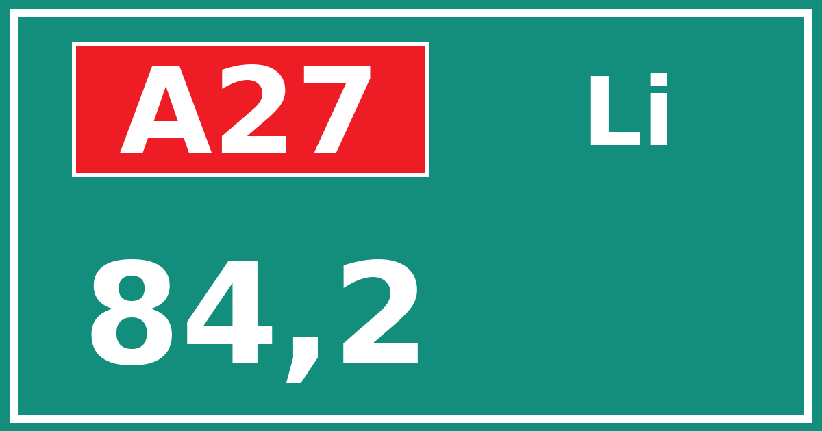 Hectometerbord A27 84,2 zijde Li