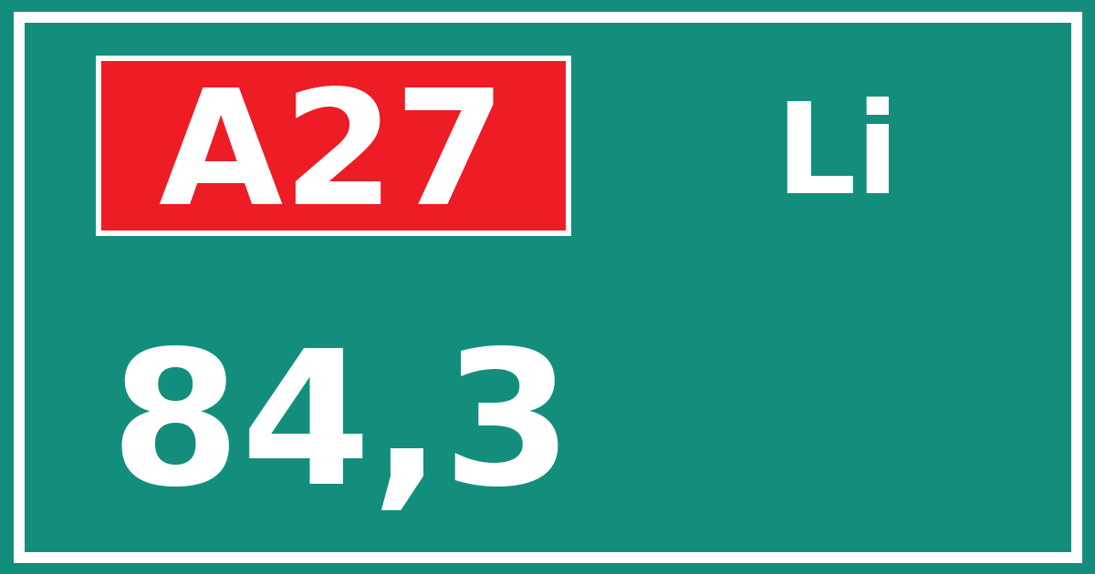 Hectometerbord A27 84,3 zijde Li
