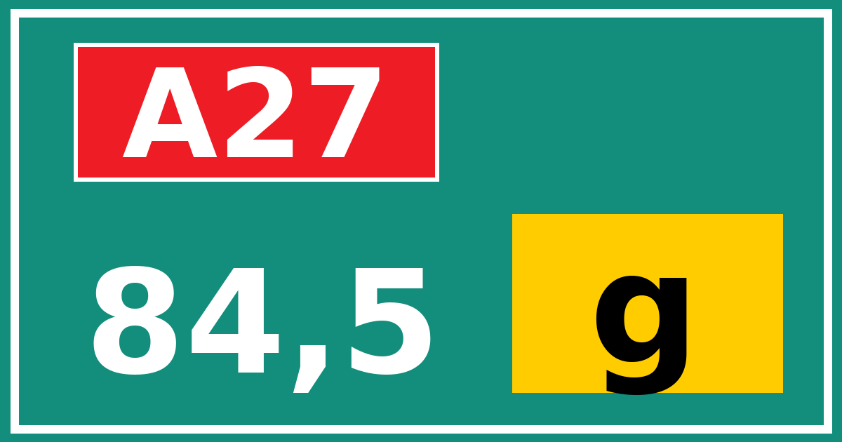 Hectometerbord A27 84,5 letter g