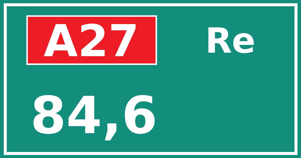 Hectometerbord A27 84,6 zijde Re
