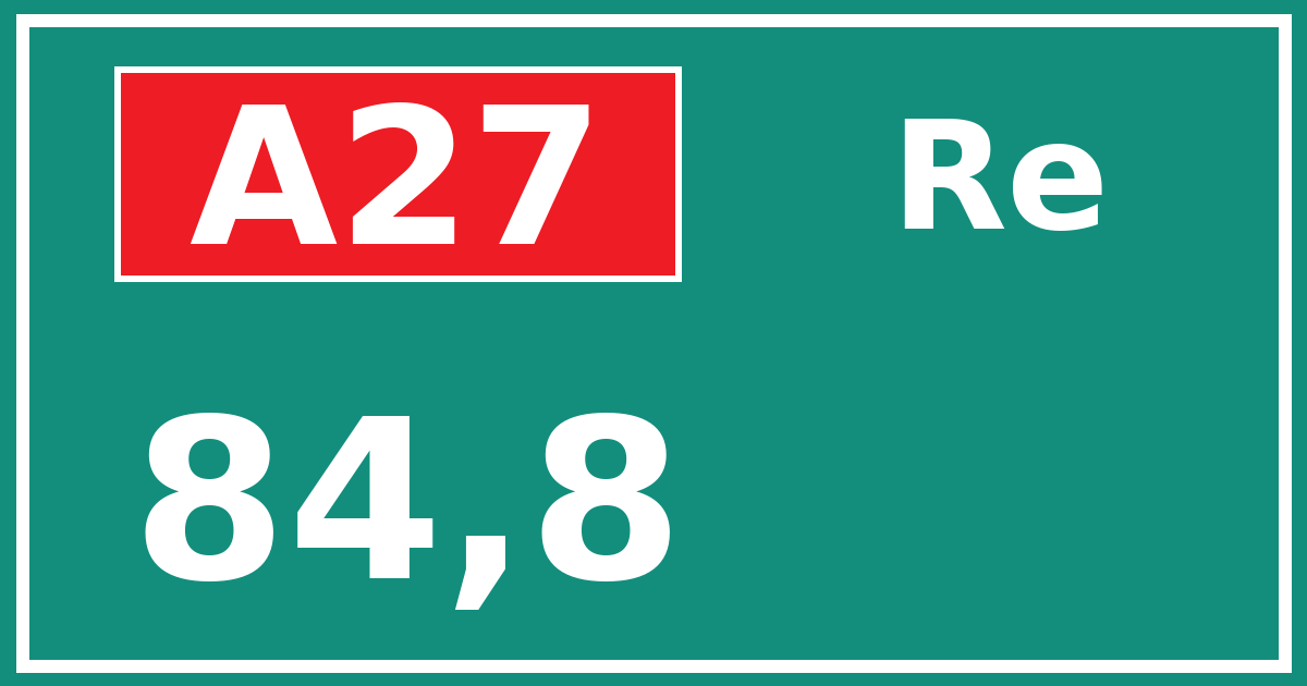 Hectometerbord A27 84,8 zijde Re