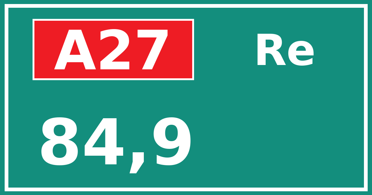 Hectometerbord A27 84,9 zijde Re