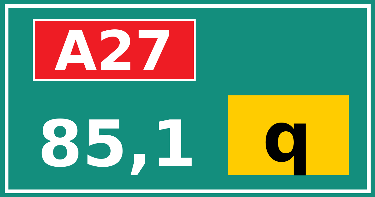 Hectometerbord A27 85,1 letter q