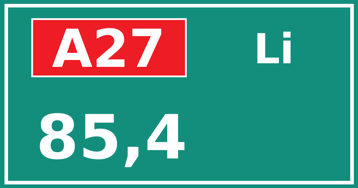 Hectometerbord A27 85,4 zijde Li