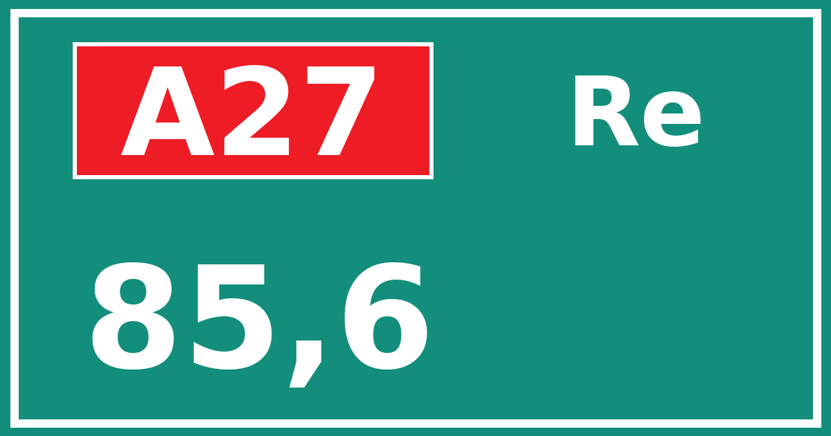 Hectometerbord A27 85,6 zijde Re