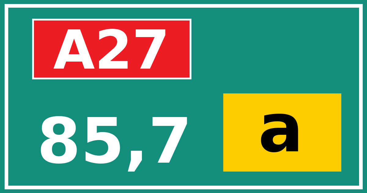 Hectometerbord A27 85,7 letter a
