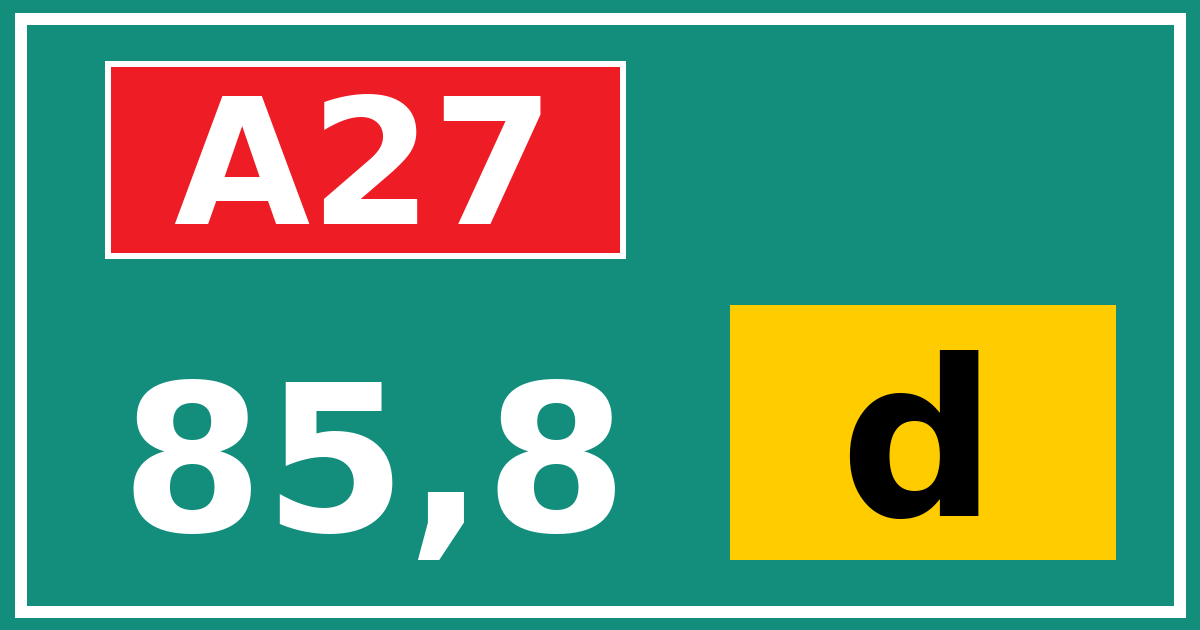 Hectometerbord A27 85,8 letter d