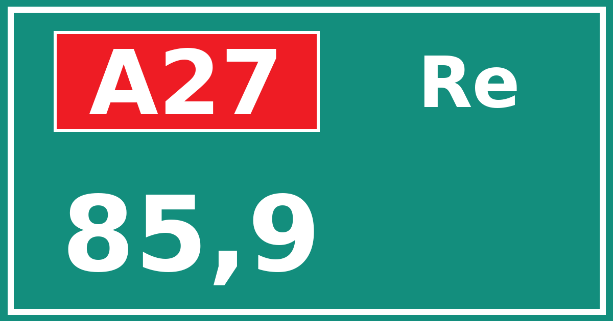 Hectometerbord A27 85,9 zijde Re