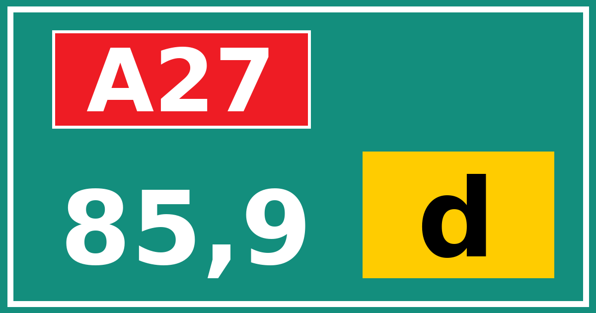 Hectometerbord A27 85,9 letter d