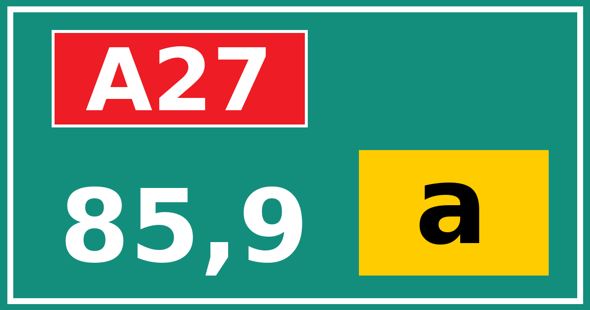 Hectometerbord A27 85,9 letter a