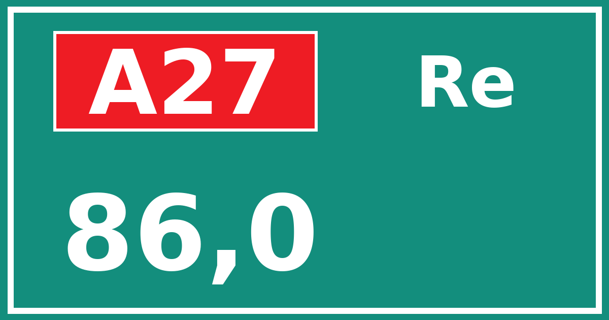 Hectometerbord A27 86,0 zijde Re