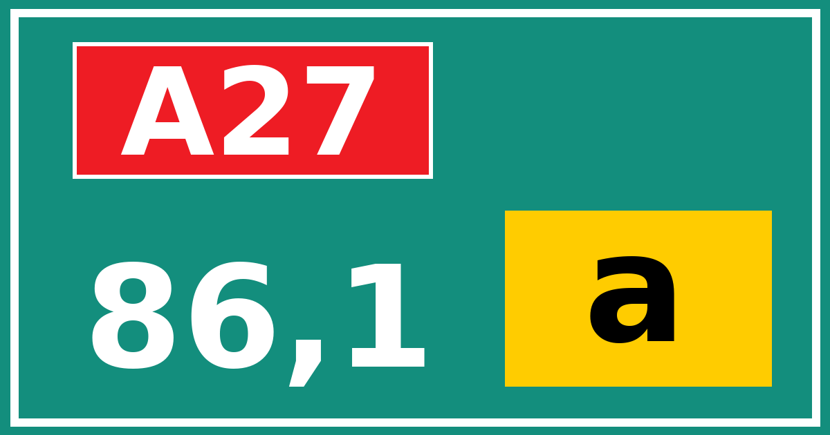 Hectometerbord A27 86,1 letter a