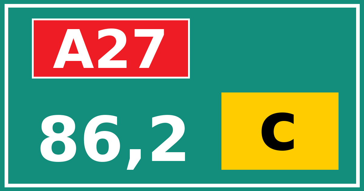 Hectometerbord A27 86,2 letter c