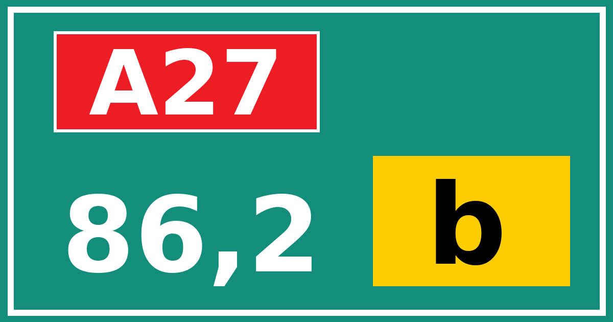 Hectometerbord A27 86,2 letter b