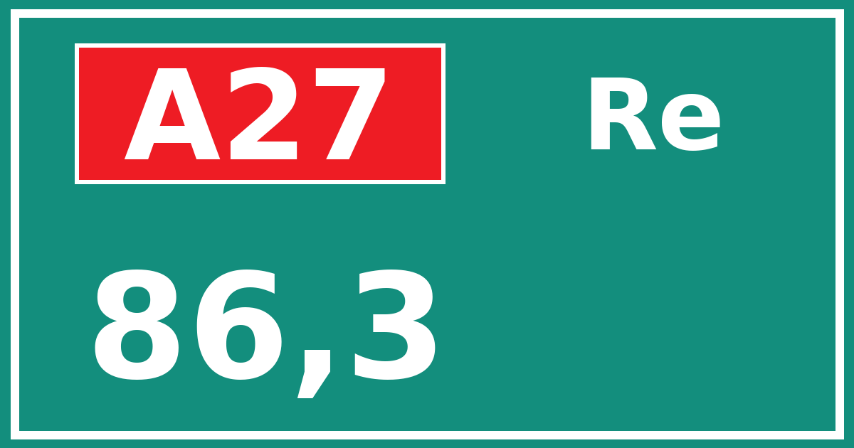 Hectometerbord A27 86,3 zijde Re