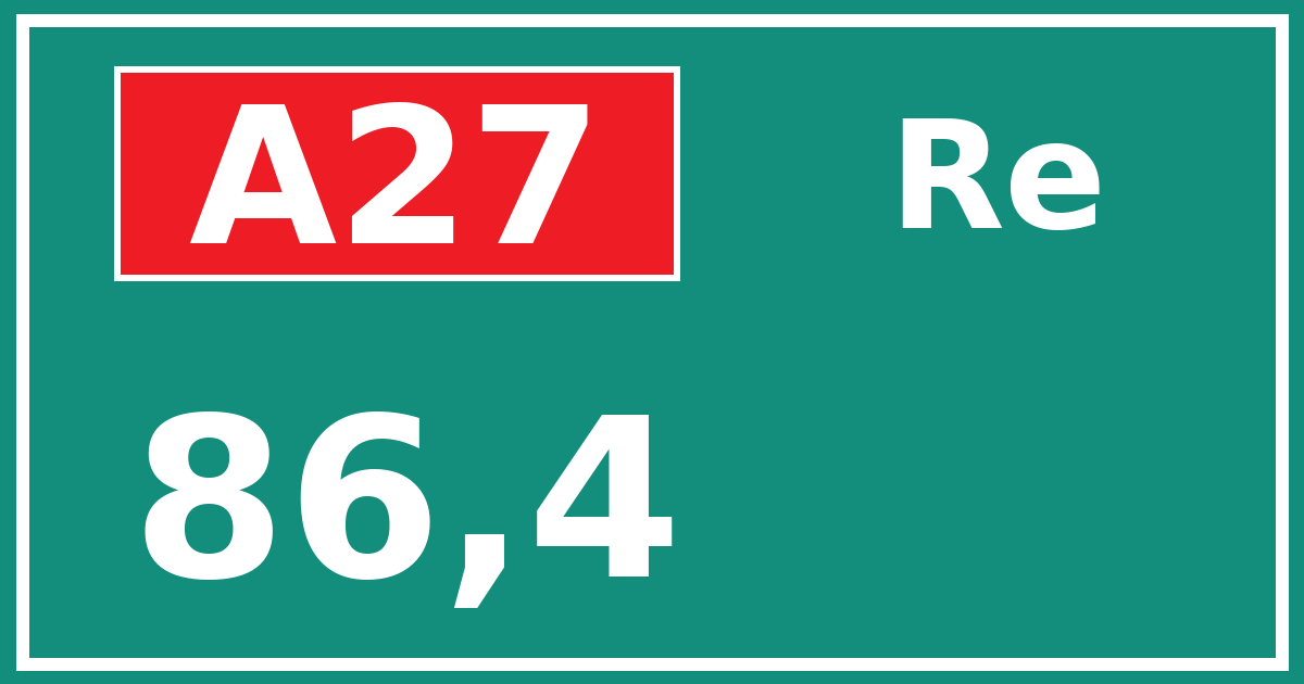 Hectometerbord A27 86,4 zijde Re