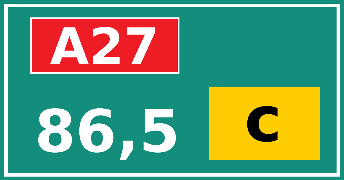 Hectometerbord A27 86,5 letter c