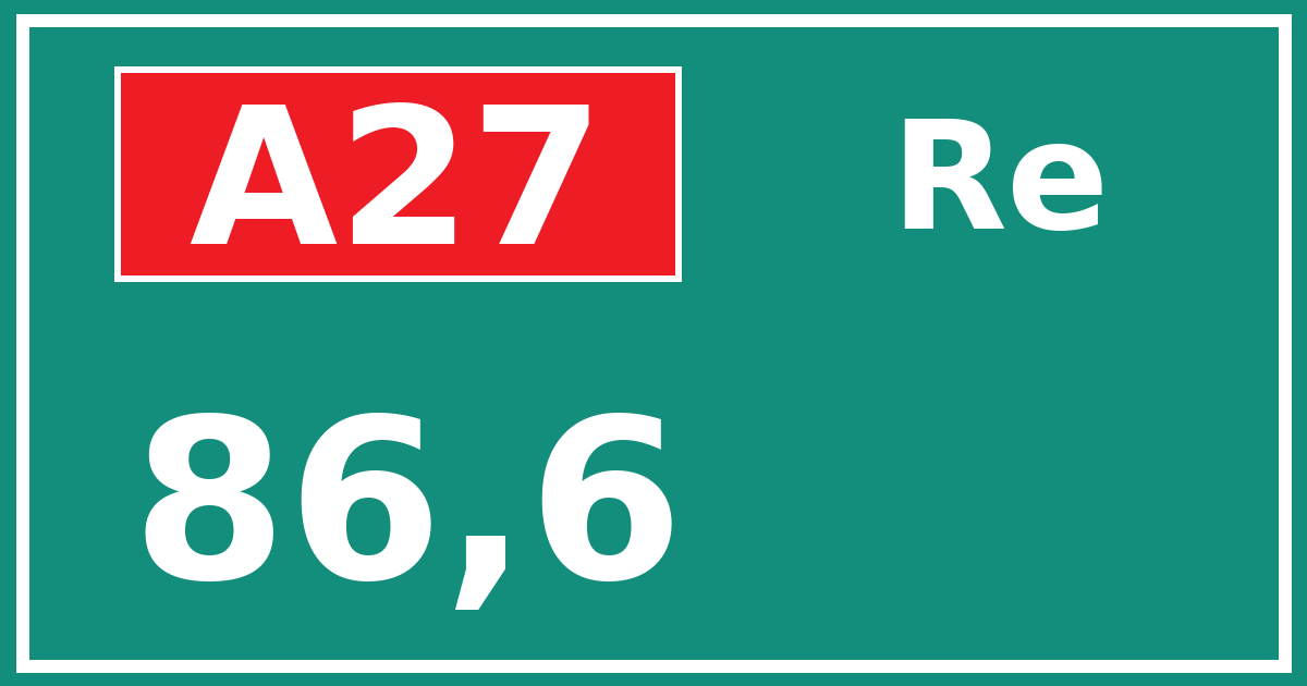 Hectometerbord A27 86,6 zijde Re