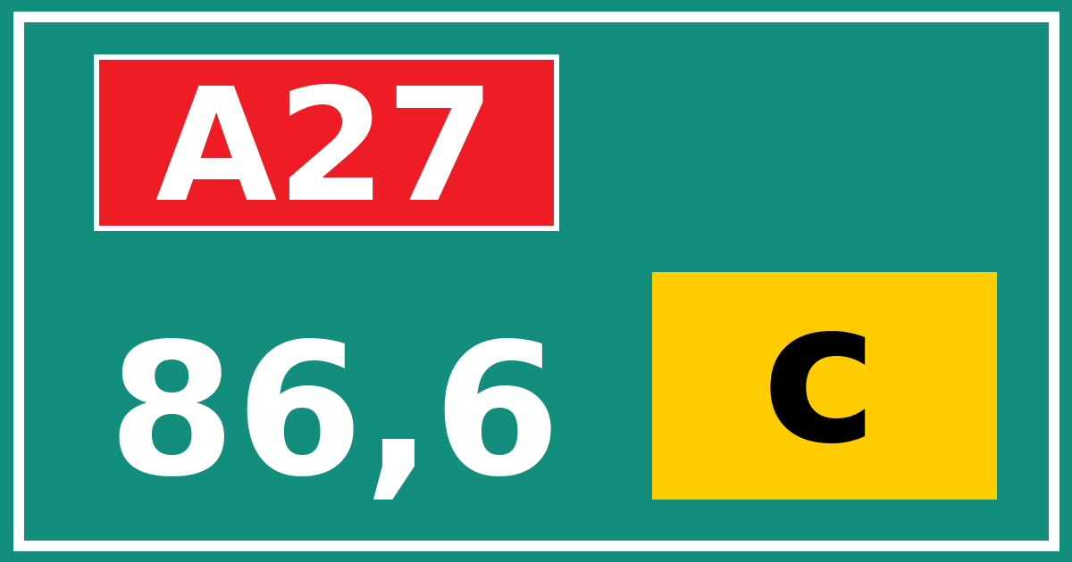 Hectometerbord A27 86,6 letter c