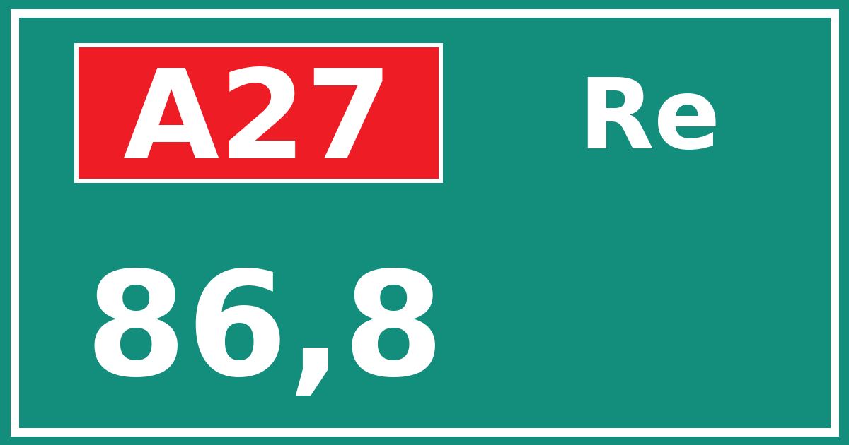 Hectometerbord A27 86,8 zijde Re