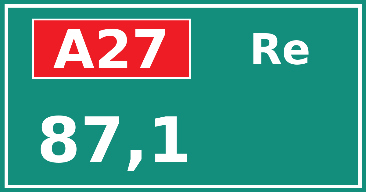 Hectometerbord A27 87,1 zijde Re