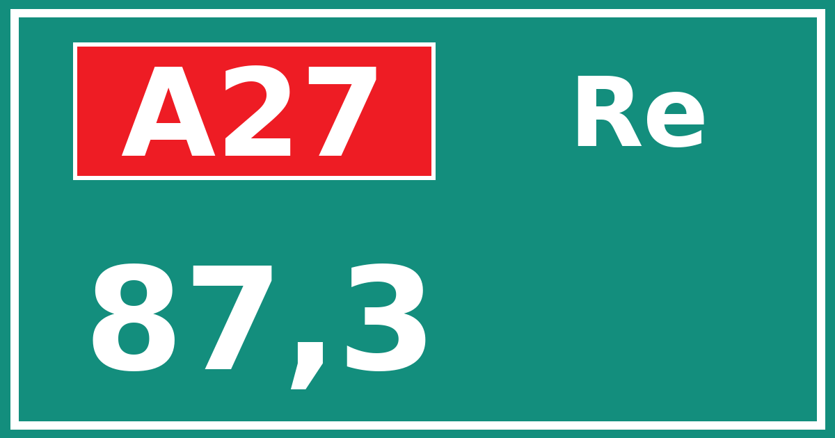 Hectometerbord A27 87,3 zijde Re
