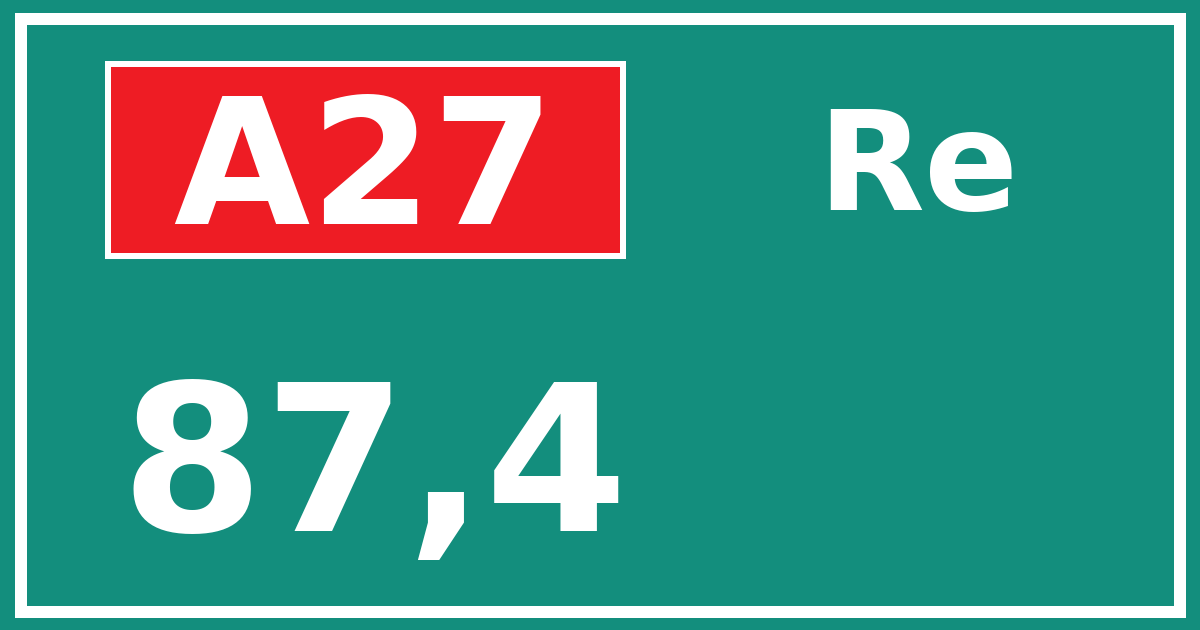 Hectometerbord A27 87,4 zijde Re