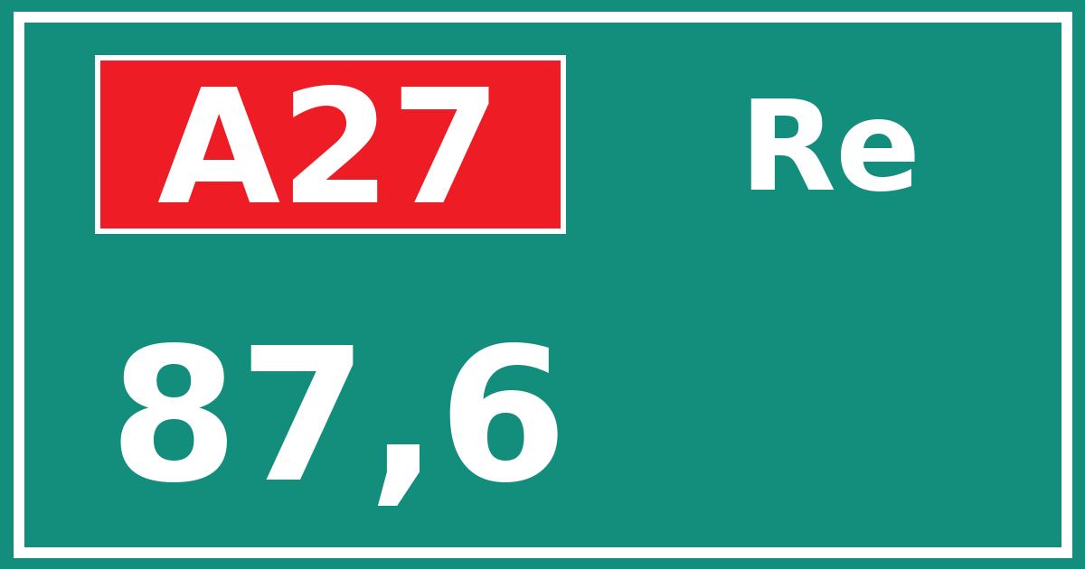 Hectometerbord A27 87,6 zijde Re