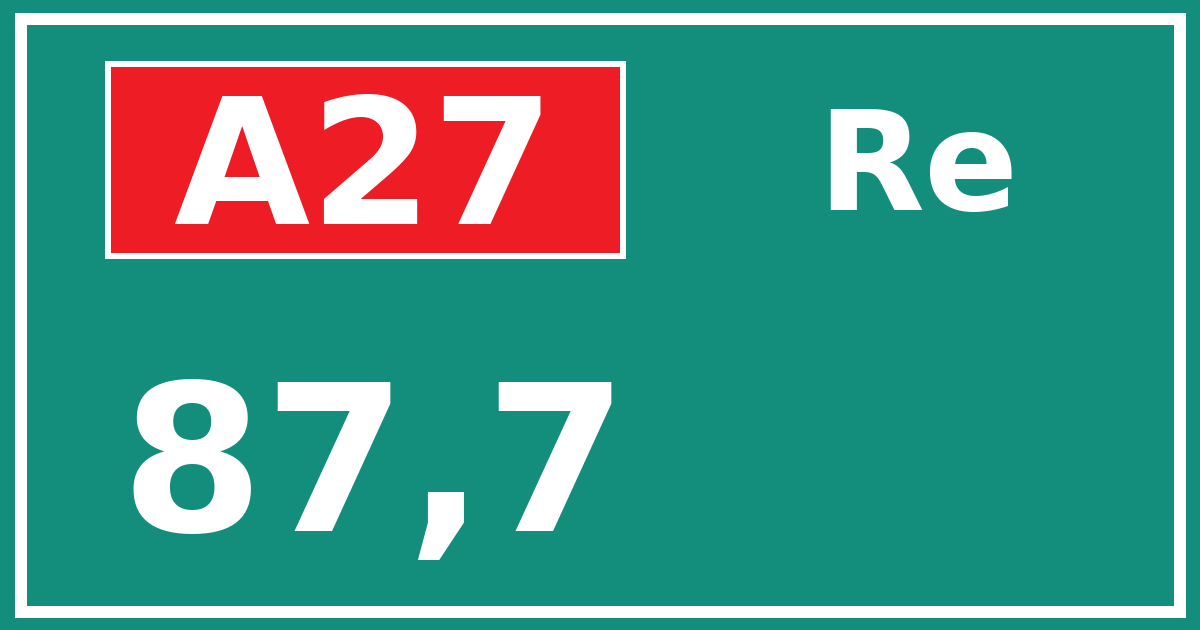 Hectometerbord A27 87,7 zijde Re