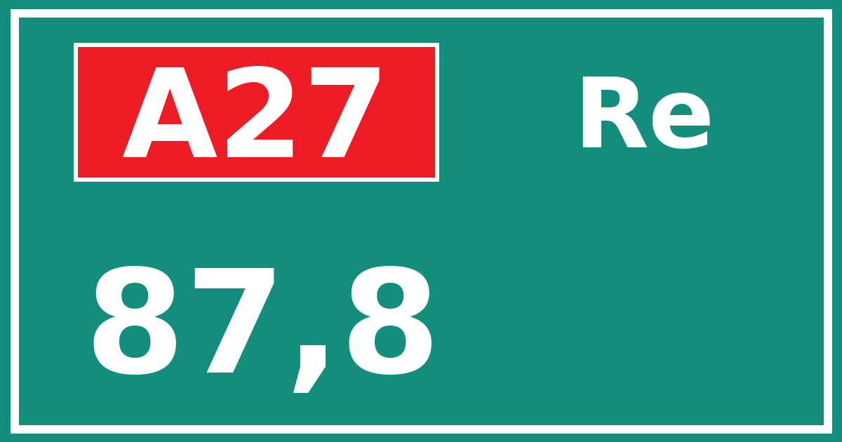 Hectometerbord A27 87,8 zijde Re