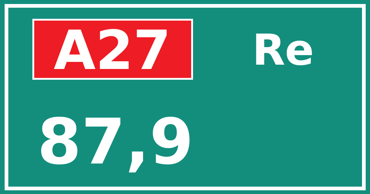 Hectometerbord A27 87,9 zijde Re