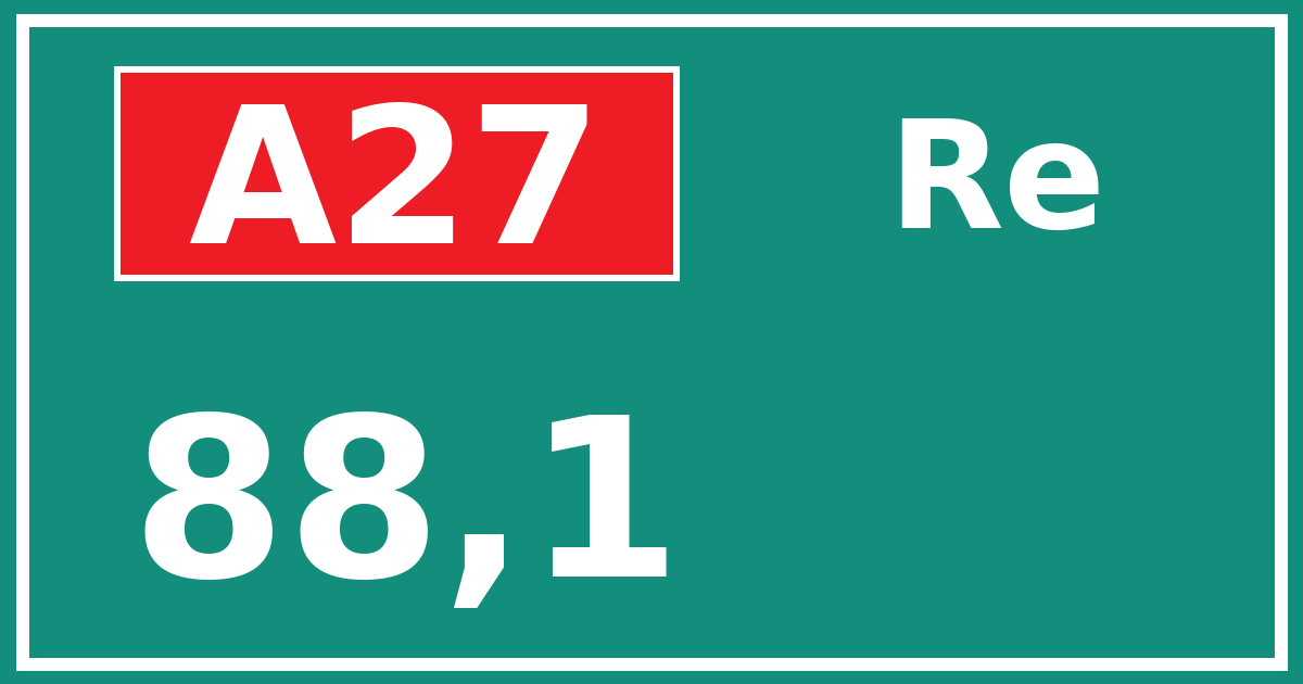 Hectometerbord A27 88,1 zijde Re