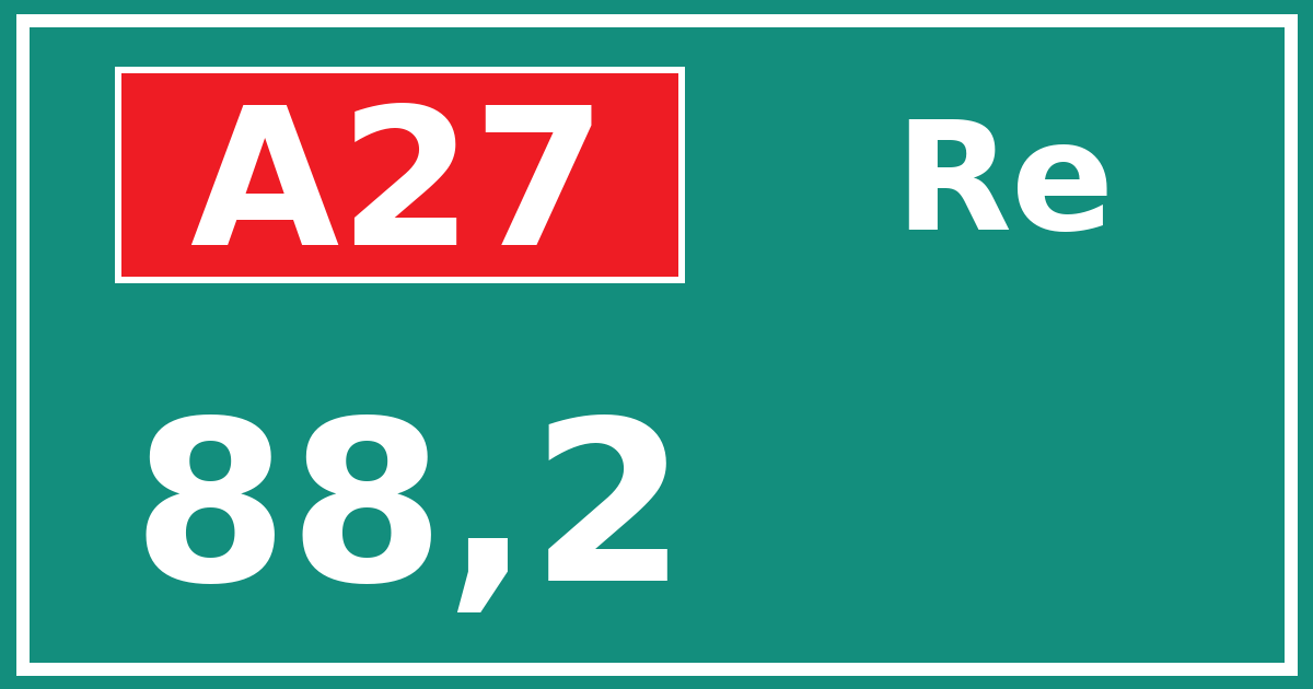 Hectometerbord A27 88,2 zijde Re