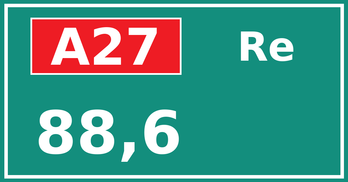 Hectometerbord A27 88,6 zijde Re