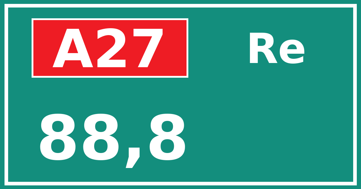 Hectometerbord A27 88,8 zijde Re